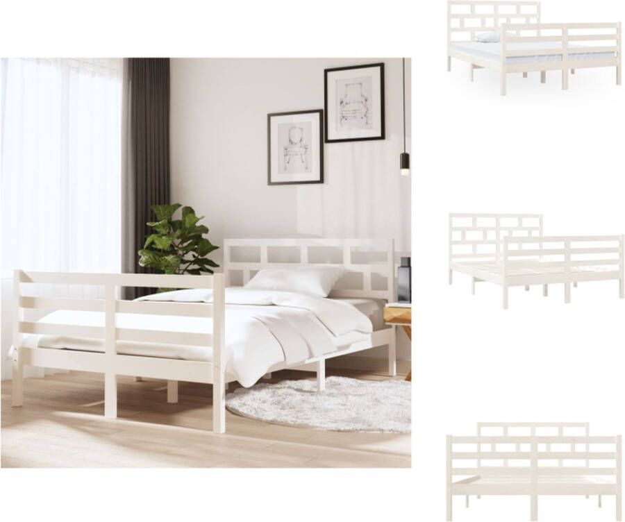 VidaXL Houten Bedframe 195.5 x 141 x 100 cm Massief grenenhout Multiplex lattenbodem Bed