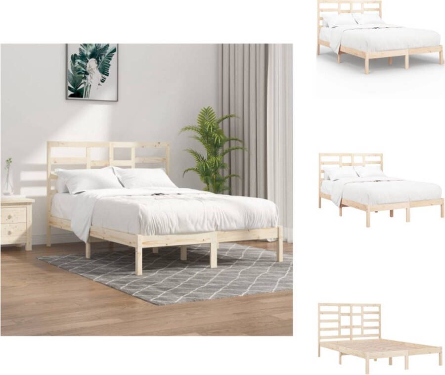 VidaXL Houten Bedframe 195.5 x 141 x 104 cm Massief grenenhout Inclusief hoofdeind Bed