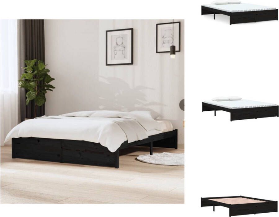VidaXL Houten Bedframe 195.5 x 145.5 x 31 cm Hoogwaardig Grenenhout Stevige Lattenbodem Zwart Bed