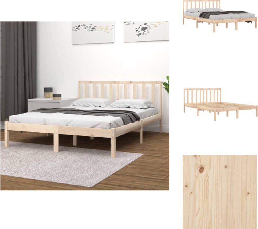 VidaXL Houten bedframe 195.5 x 146 x 100 cm massief grenenhout Bed