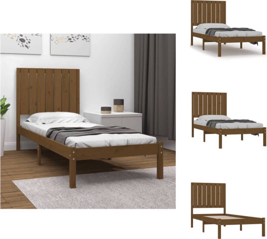 VidaXL Houten bedframe 195.5 x 80.5 x 31 cm Honingbruin Massief grenenhout Bed