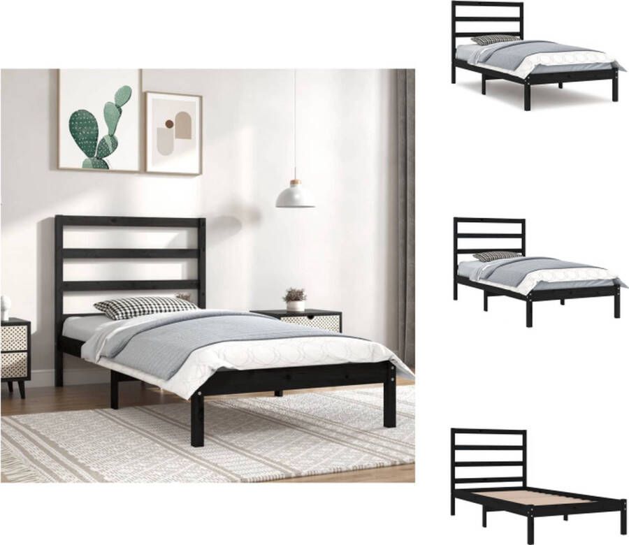 VidaXL Houten Bedframe 205.5 x 106 x 100 cm Massief grenenhout Zwarte kleur Bed