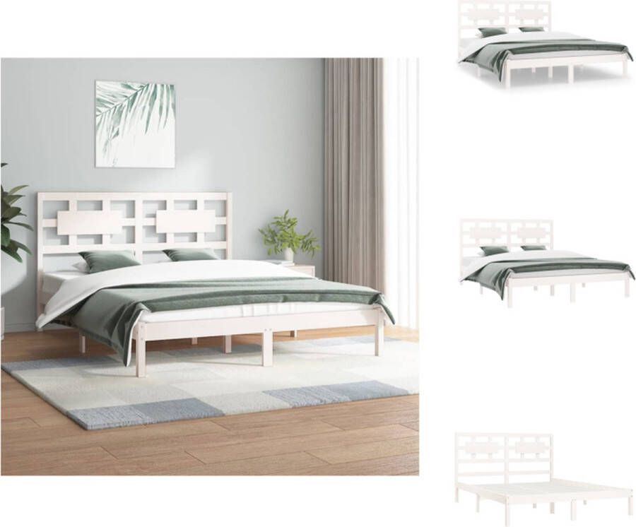 VidaXL Houten Bedframe 205.5 x 125.5 x 31 cm Massief grenenhout Bed
