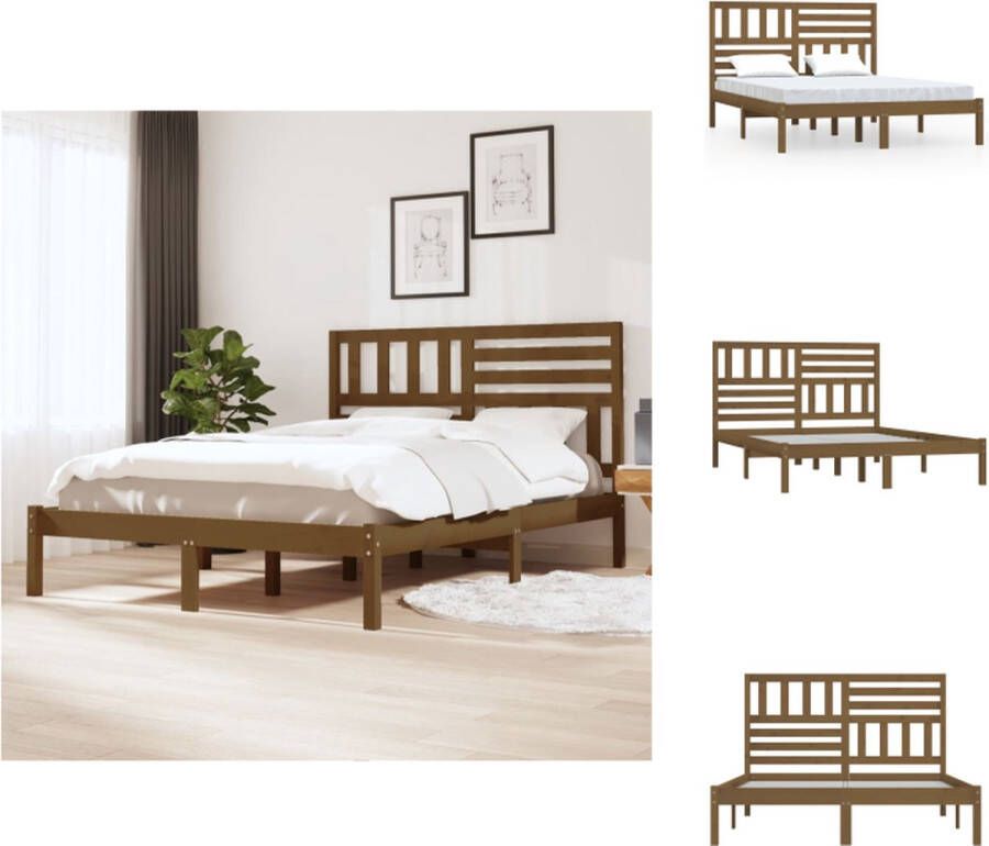 VidaXL Houten Bedframe 205.5 x 126 x 100 cm Honingbruin Bed - Foto 2