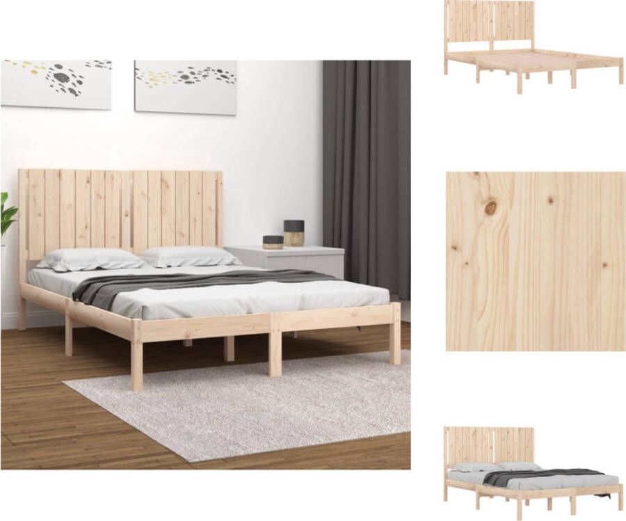 vidaXL Houten Bedframe 205.5 x 145.5 x 31 cm Massief grenenhout Geschikt voor matras 140 x 200 cm Bed