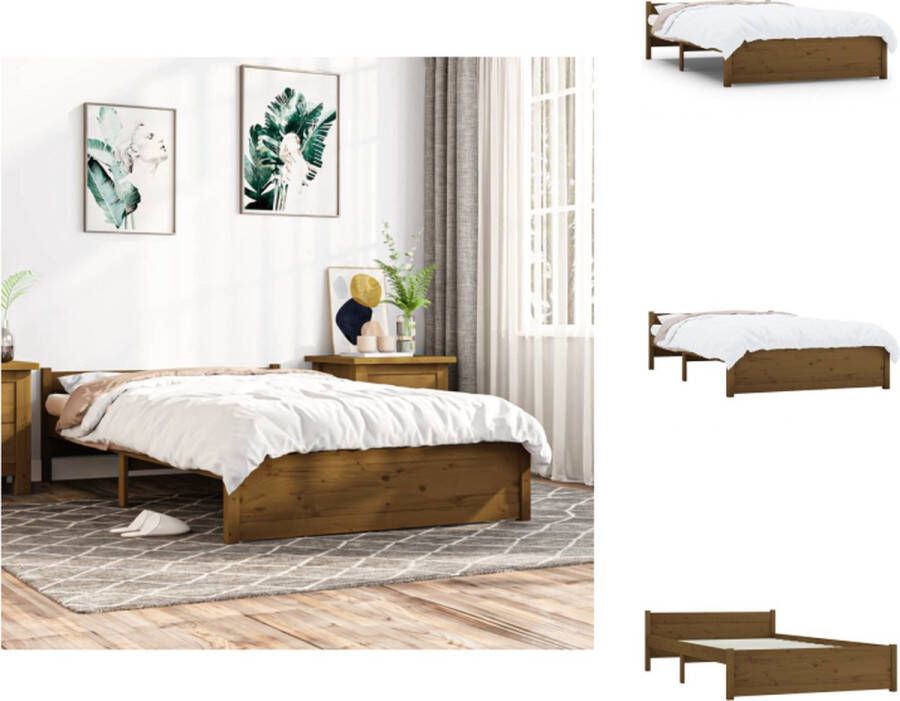 VidaXL Houten Bedframe 205.5 x 145.5 x 51 cm Honingbruin Massief grenenhout Montage vereist Bed - Foto 2