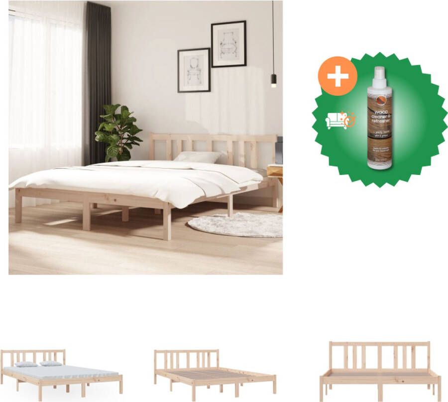 VidaXL Houten Bedframe 205.5 x 145.5 x 69.5 cm Massief Grenenhout Onbehandeld Bed Inclusief Houtreiniger en verfrisser