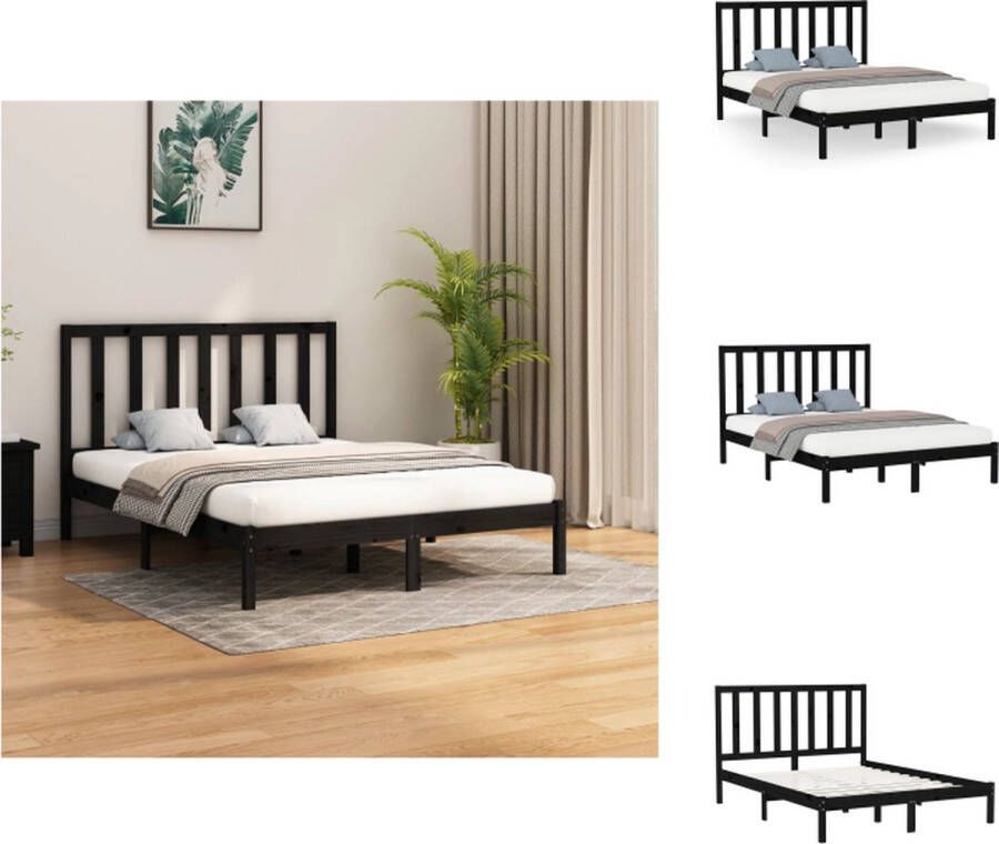 VidaXL Houten Bedframe 205.5 x 146 x 100 cm Zwart Bed