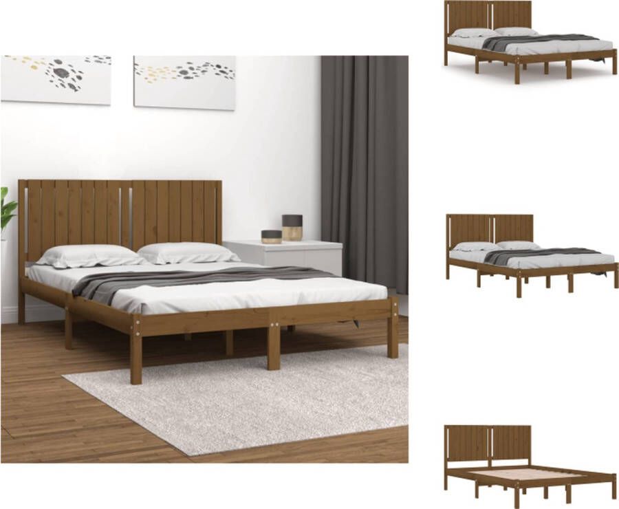 VidaXL Houten Bedframe 205.5 x 155.5 x 31 cm Honingbruin Bed