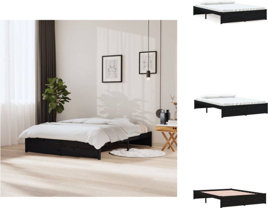 VidaXL Houten Bedframe 205.5 x 155.5 x 31 cm Stabiel en Rustiek Geschikt voor 150 x 200 cm Matras Zwart Bed