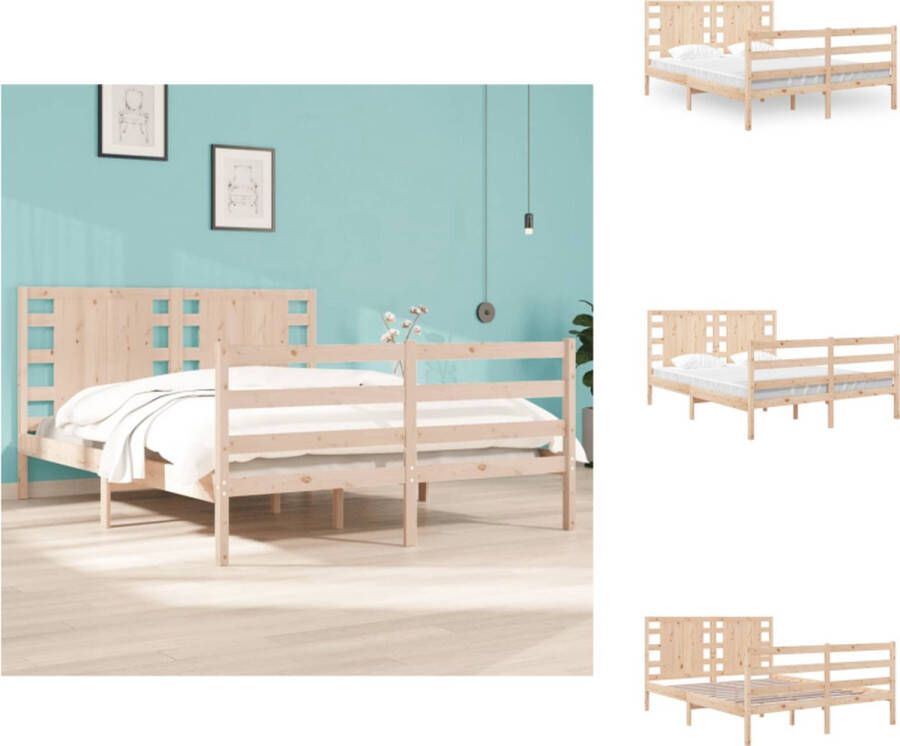 VidaXL Houten Bedframe 205.5 x 155.5 x 69.5 cm Massief grenenhout Bed