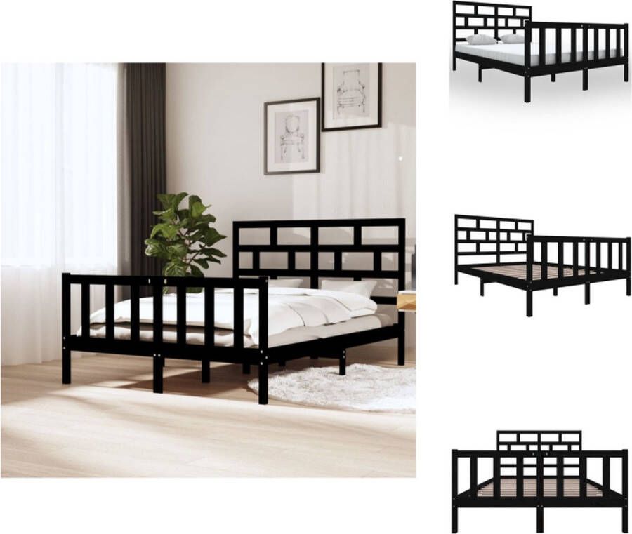 VidaXL Houten bedframe 205.5 x 155.5 x 69.5 cm Zwart Bed