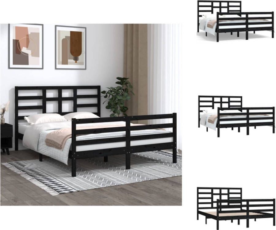 VidaXL Houten Bedframe 205.5 x 156 x 104 cm Zwart Bed