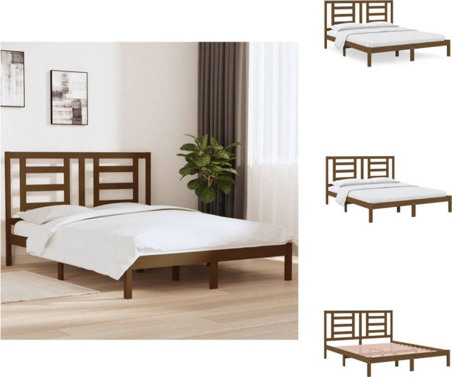 VidaXL Houten bedframe 205.5 x 165.5 x 31 cm Honingbruin Bed