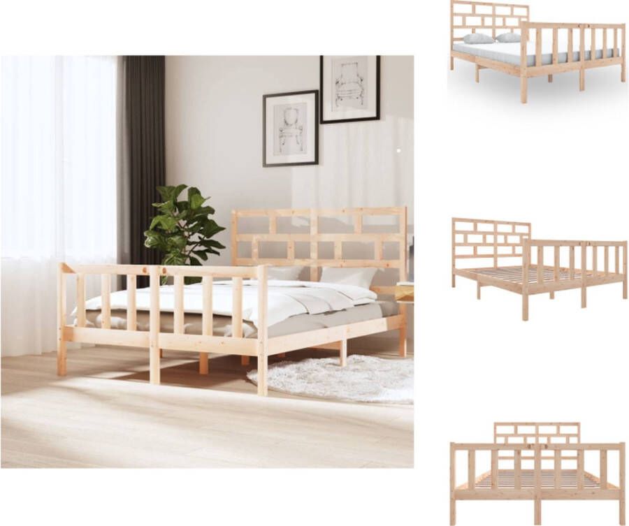 VidaXL Houten Bedframe 205.5 x 165.5 x 69.5 cm Massief grenenhout Bed
