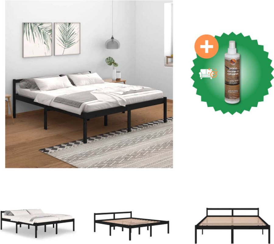 VidaXL Bedframe massief grenenhout zwart 180x200 cm 6FT super king Bed Inclusief Houtreiniger en verfrisser