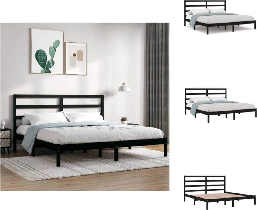 VidaXL Houten Bedframe 205.5 x 186 x 100 cm Hoogwaardig massief grenenhout Stevige lattenbodem Comfortabel hoofdeinde Bed