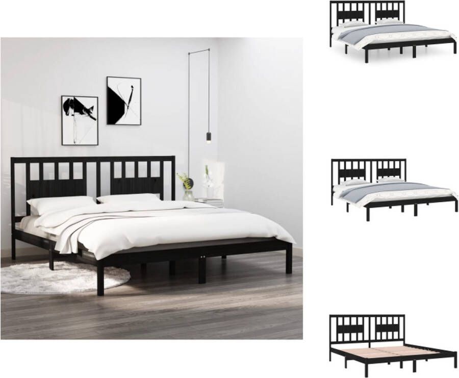 vidaXL Houten Bedframe 205.5 x 186 x 100 cm Zwart Bed