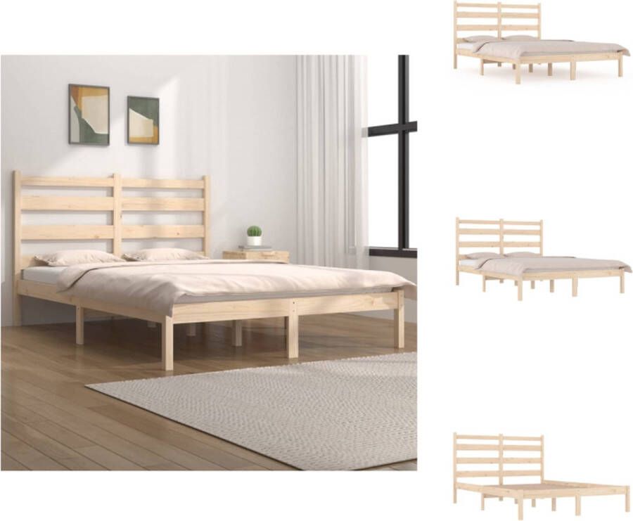 VidaXL Houten Bedframe 205.5 x 205.5 x 100 cm Massief Grenenhout Matras 200 x 200 cm Bed