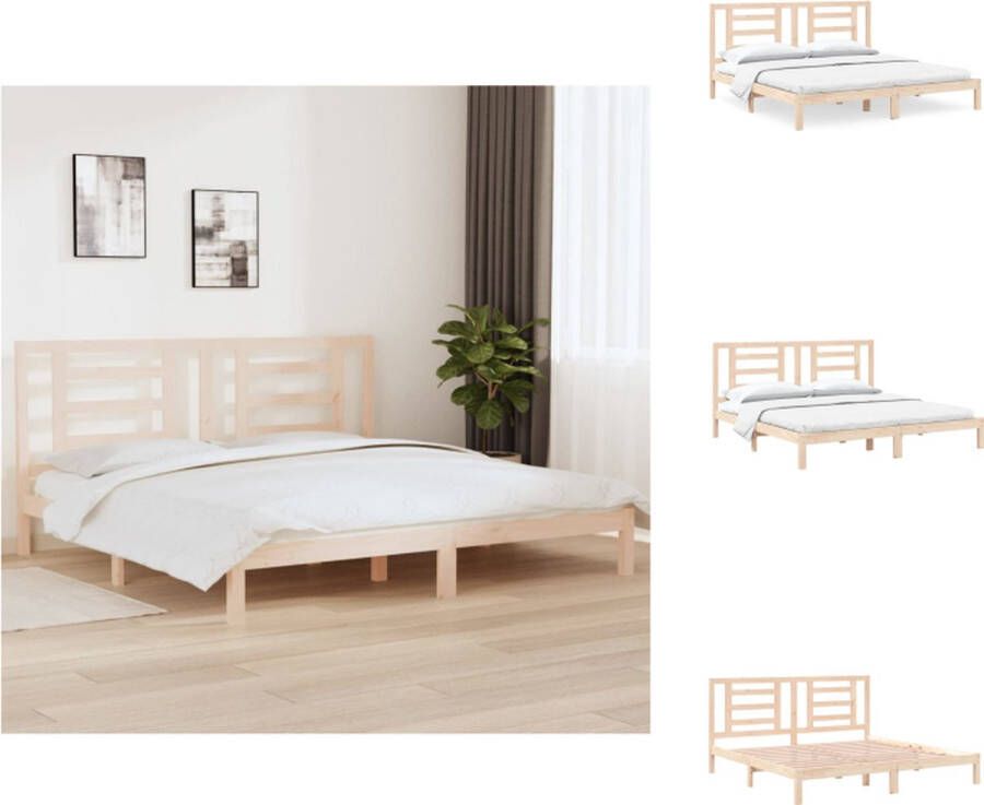 VidaXL Houten Bedframe 205.5 x 205.5 x 31 cm Massief grenenhout Onbehandeld Bed