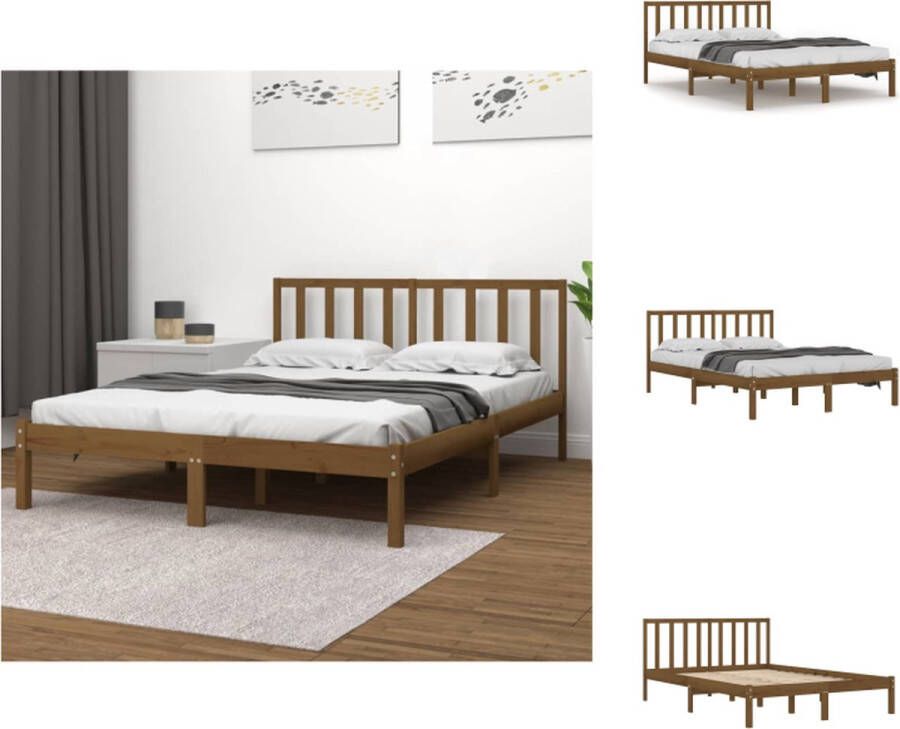 vidaXL Houten bedframe 205.5 x 206 x 100 cm Honingbruin Bed