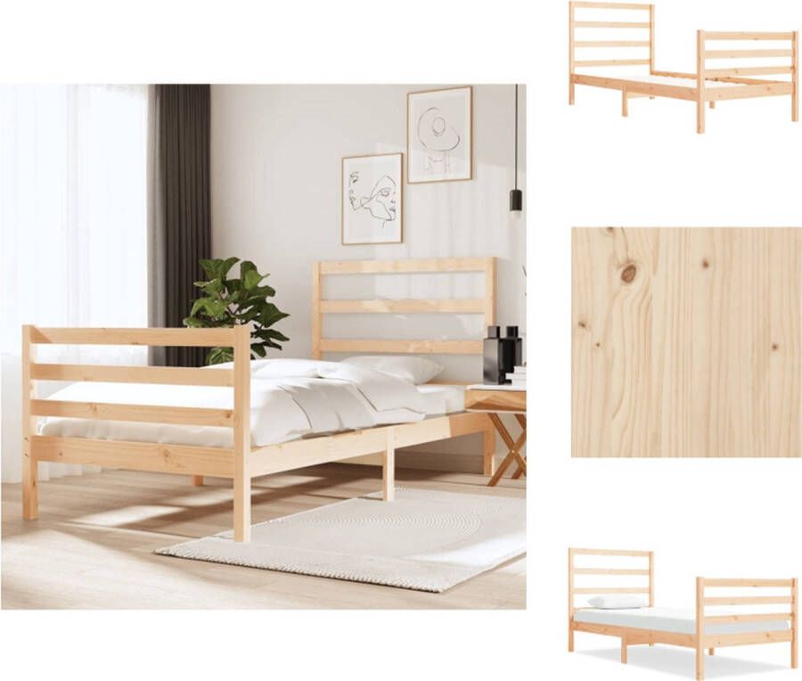 vidaXL Houten Bedframe 75 x 190 cm Ken- Massief grenenhout Bed