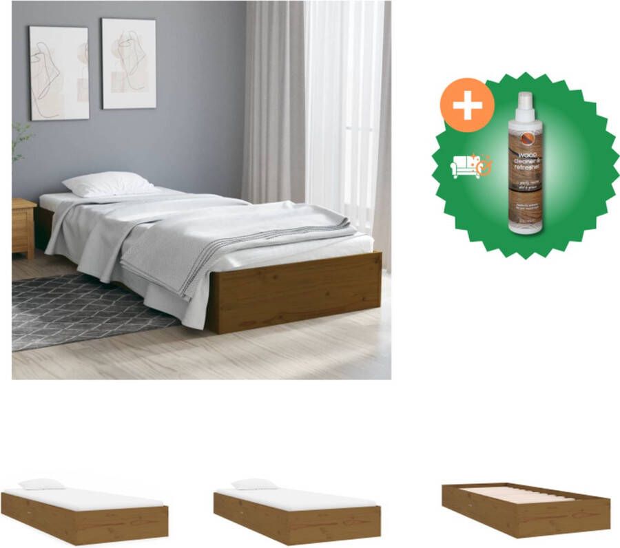 VidaXL Houten Bedframe Afmeting- 193 x 77.5 x 23 cm Ken- Hoogwaardig massief hout Bed Inclusief Houtreiniger en verfrisser