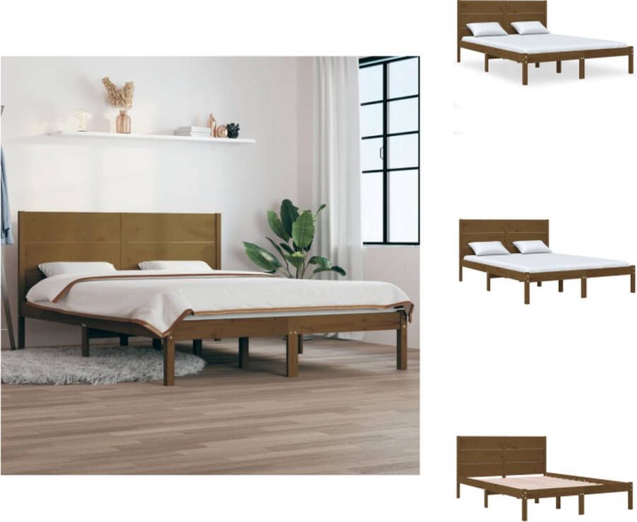 VidaXL Houten Bedframe Bed 195.5 x 145.5 x 100 cm Hoogwaardig massief grenenhout Bed