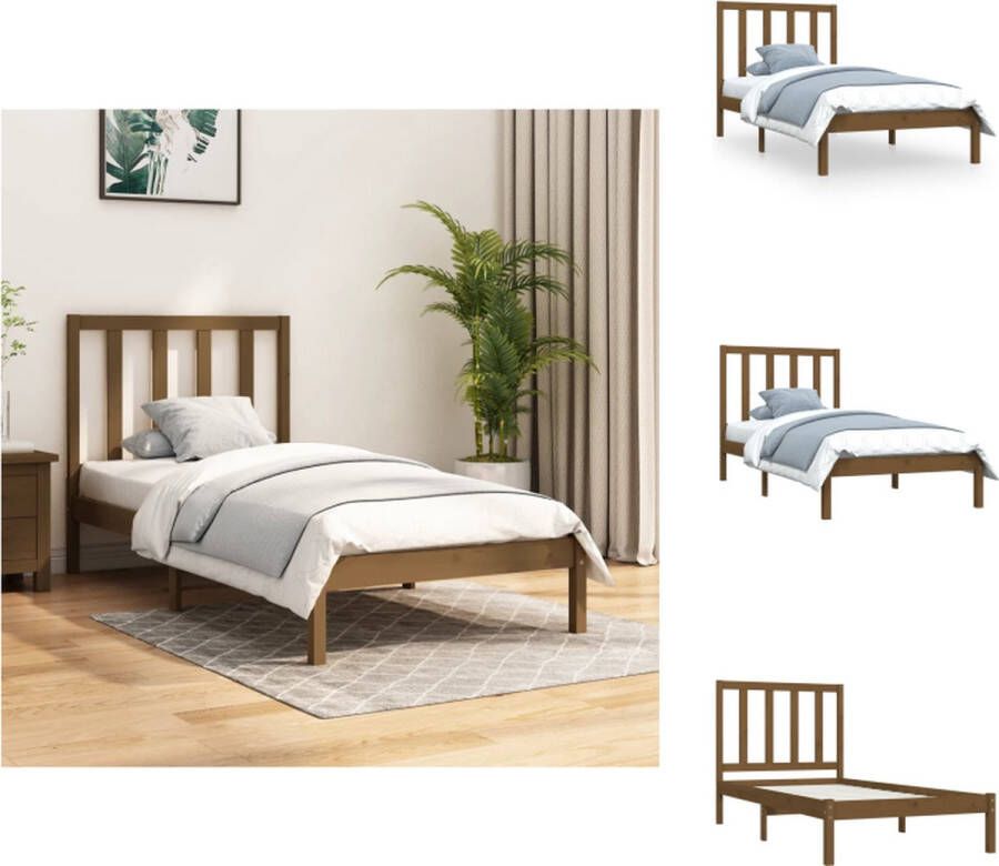 VidaXL Houten Bedframe Bed 205.5 x 105.5 x 100 cm Honingbruin Massief Grenenhout Bed