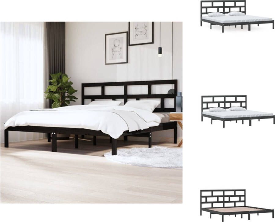 VidaXL Houten Bedframe Bed Afmeting- 205.5 x 206 x 100 cm Kleur- Zwart Bed