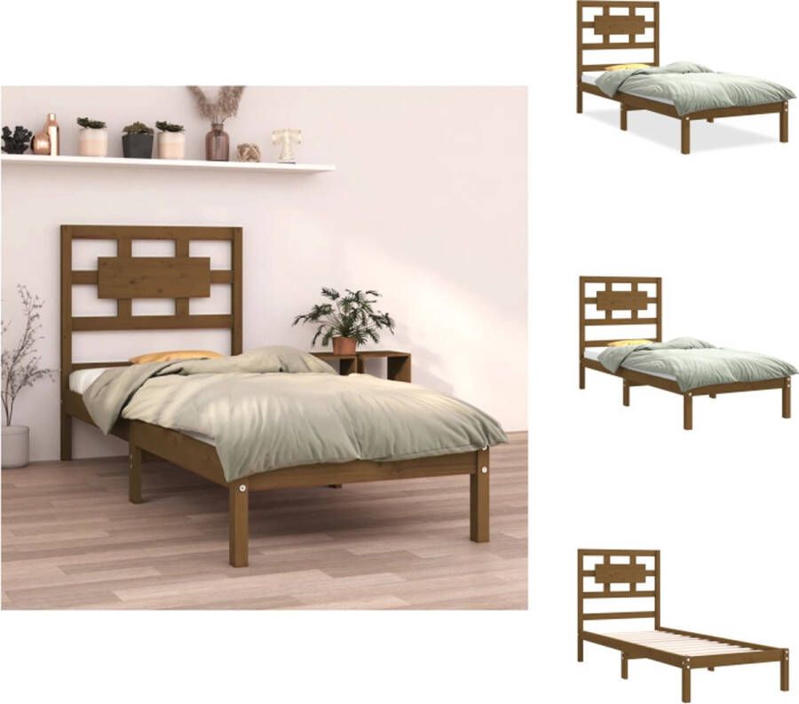 VidaXL Houten Bedframe Bedden 195.5 x 80.5 x 100 cm Honingbruin Bed