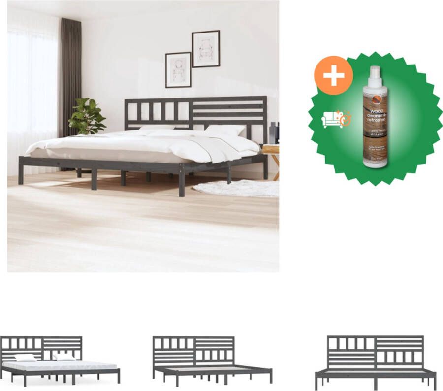 VidaXL Houten Bedframe Bedden 205.5 x 206 x 100 cm Grijs Bed Inclusief Houtreiniger en verfrisser