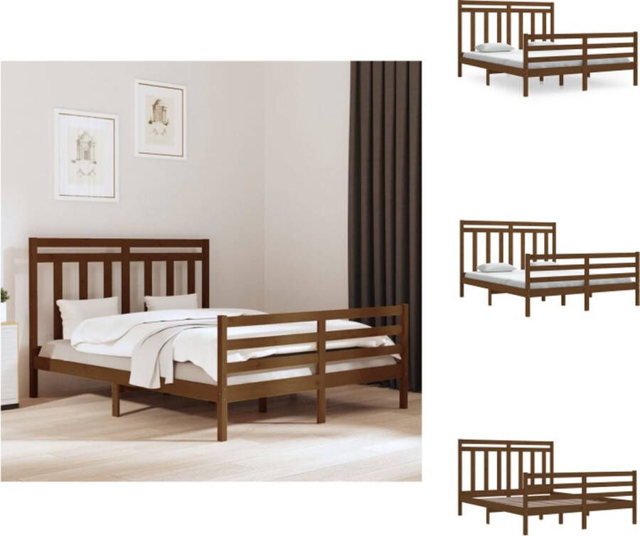 VidaXL Houten Bedframe Bedframes 205.5 x 165.5 x 69.5 cm Honingbruin Bed