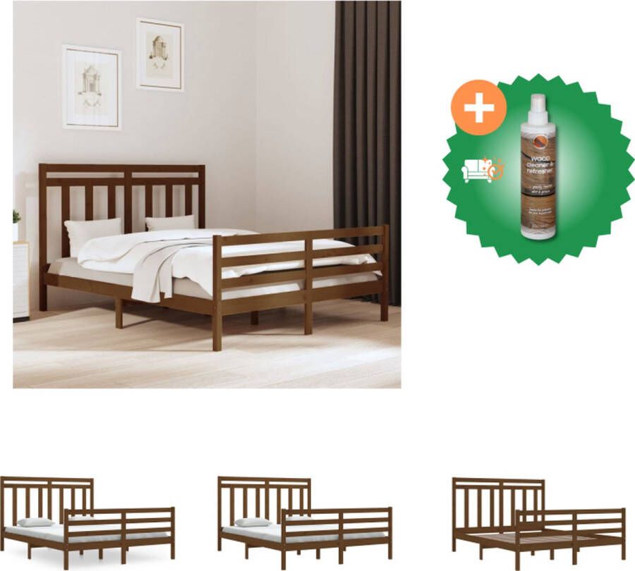 VidaXL Houten Bedframe Modern Bedroom Bedframes Afmetingen- 205.5 x 165.5 x 69.5 cm Kleur- Honingbruin Materiaal- Massief grenenhout Montage vereist Bed Inclusief Houtreiniger en verfrisser
