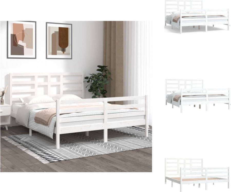 VidaXL Houten Bedframe Modern Sleep Slaapkamermeubilair 205.5 x 165.5 x 31 cm Wit Massief Grenenhout Stabiel en Stevig Montage vereist Bed - Foto 6