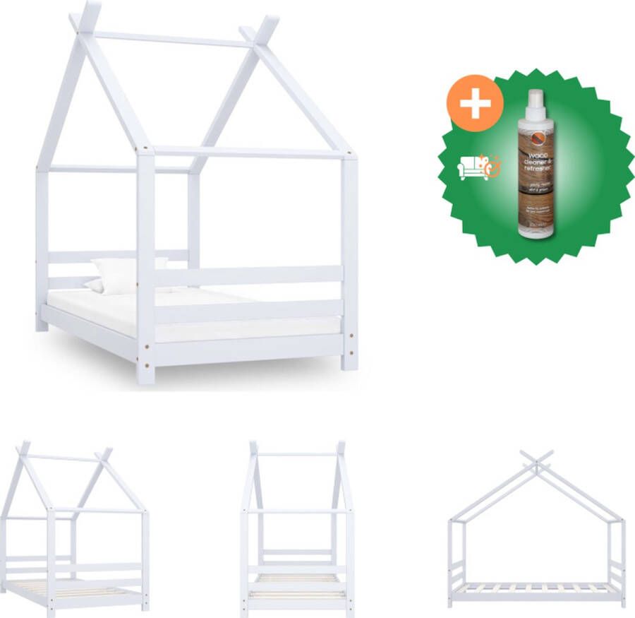 VidaXL Boomhut Bedframe 166 x 88 x 131.5 cm Massief grenenhout Geschikt voor matras van 80 x 160 cm Bed Inclusief Houtreiniger en verfrisser