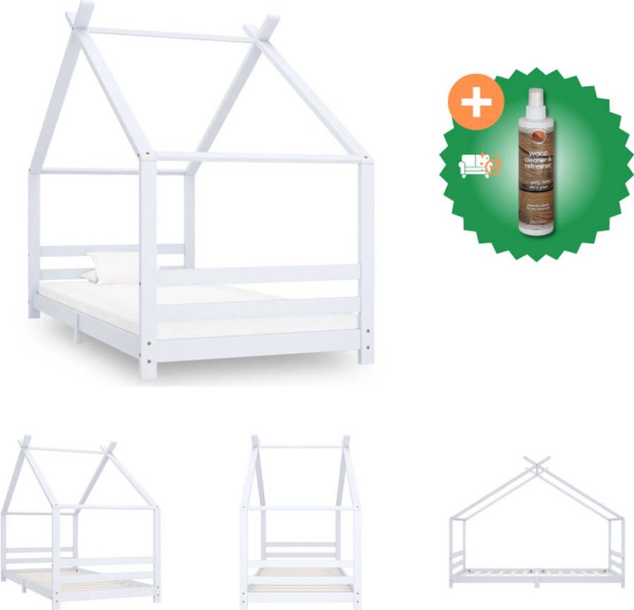 VidaXL Houten bedframe Boomhut-stijl 90 x 200 cm Wit Massief grenenhout Bed Inclusief Houtreiniger en verfrisser - Foto 3