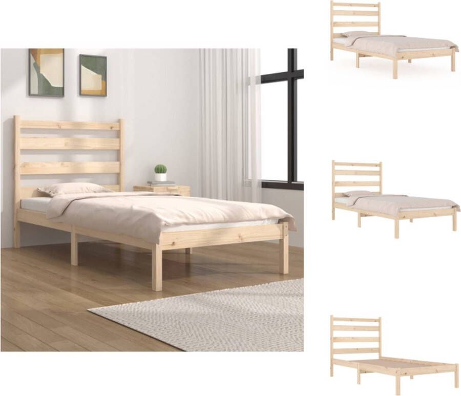 VidaXL Bedframe Bedframes Eenpersoonsbed Bed Bedframe massief grenenhout 100x200 cm - Foto 1