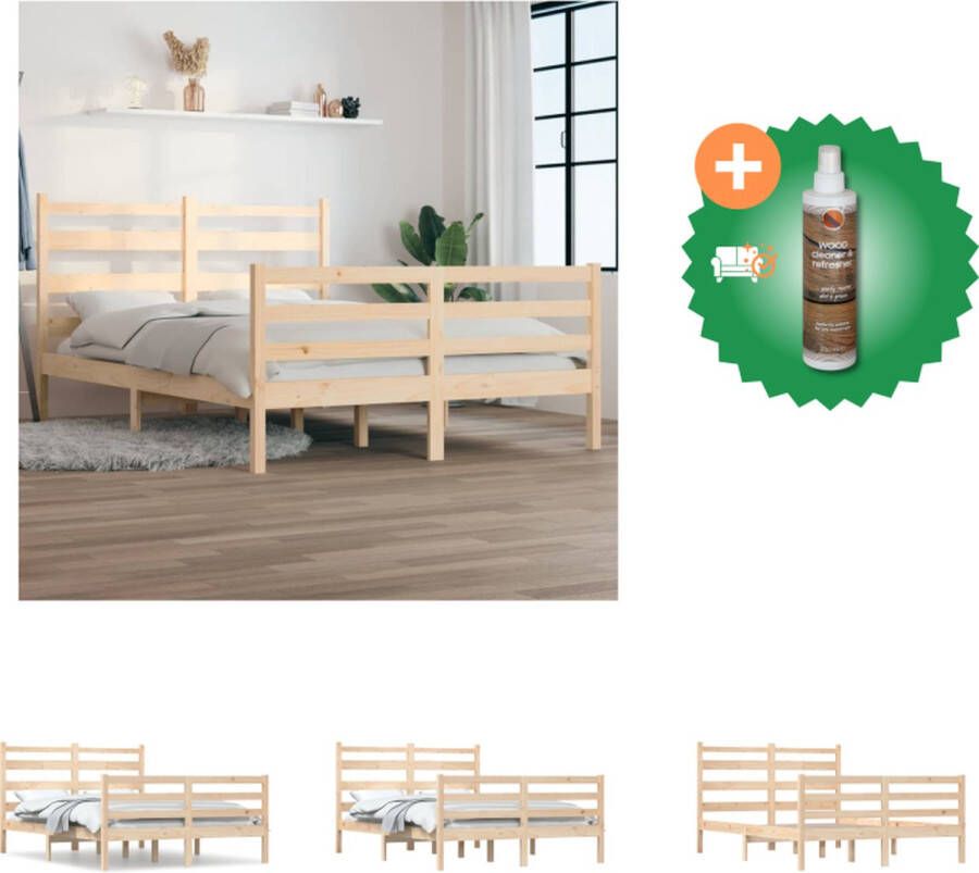 VidaXL Houten Bedframe Classic 160 x 200 cm Hoogwaardig massief grenenhout Bed Inclusief Houtreiniger en verfrisser