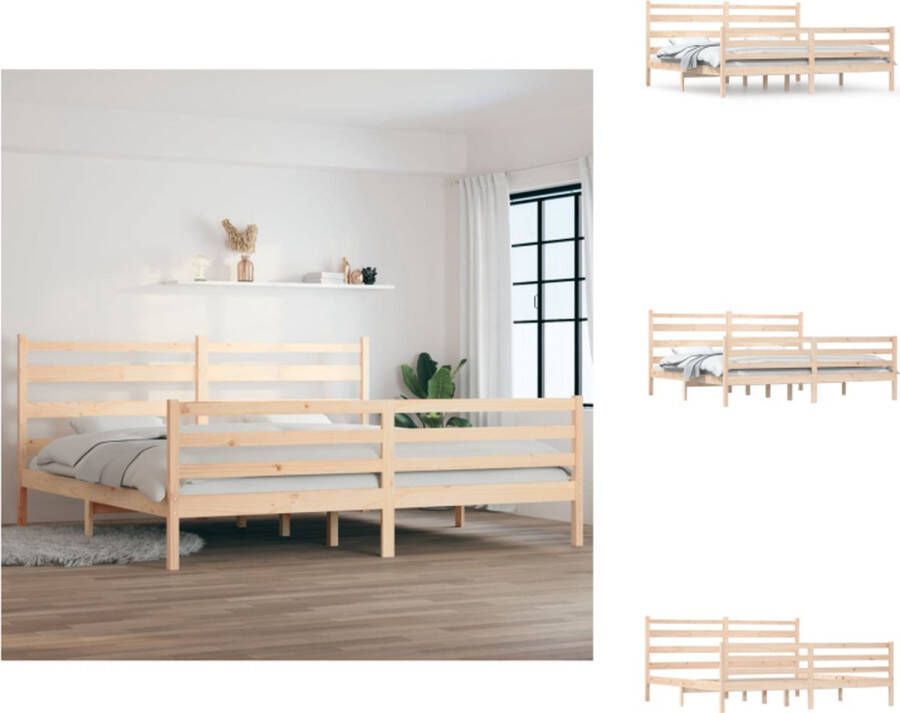 VidaXL Houten Bedframe Classic 205.5 x 206 x 100 cm Massief grenenhout 200 x 200 cm Montage vereist Bed - Foto 6