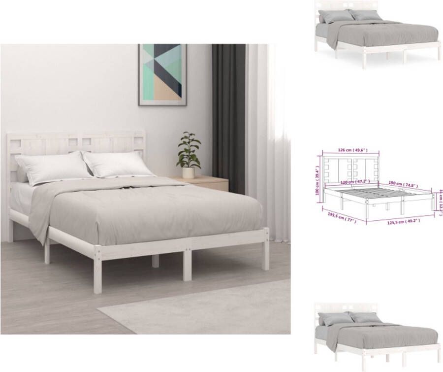VidaXL Houten Bedframe Classic Bed 195.5 x 126 x 100 cm Wit Bed