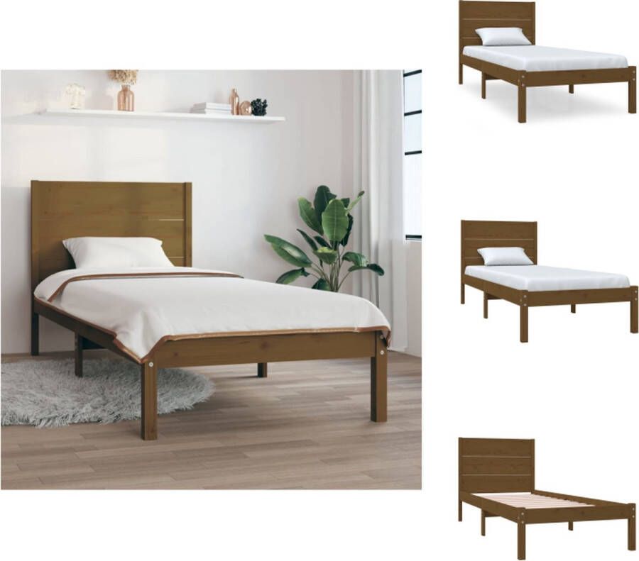 VidaXL Houten Bedframe Classic Bed 205.5 x 105.5 x 100 cm Honingbruin Bed