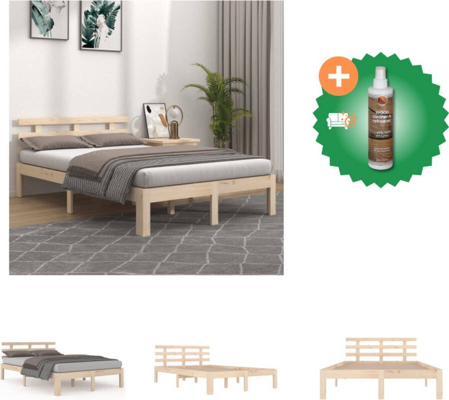 VidaXL Houten Bedframe Comfort Bedframes 205.5 x 123.5 x 69.5 cm Massief grenenhout Bed Inclusief Houtreiniger en verfrisser