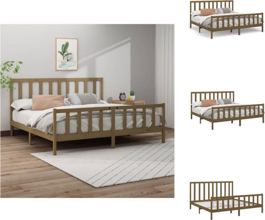 VidaXL Houten Bedframe Decoratieve toevoeging 205.5 x 186 x 69.5 cm (LxBxH) Honingbruin Bed