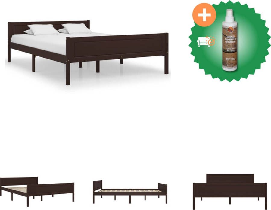 VidaXL Houten Bedframe Donkerbruin 206 x 126 x 63 cm (L x B x H) Geschikte matras- 120 x 200 cm Stevig en duurzaam Bed Inclusief Houtreiniger en verfrisser - Foto 2