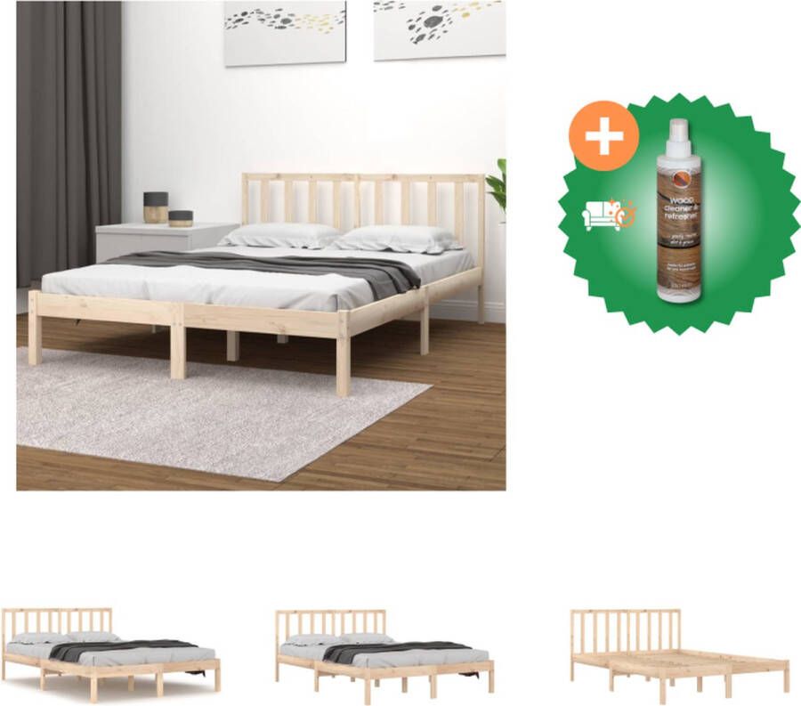 VidaXL Houten Bedframe Massief Grenenhout 195.5 x 140.5 x 69.5 cm Comfortabel hoofdeinde Bed Inclusief Houtreiniger en verfrisser - Foto 2