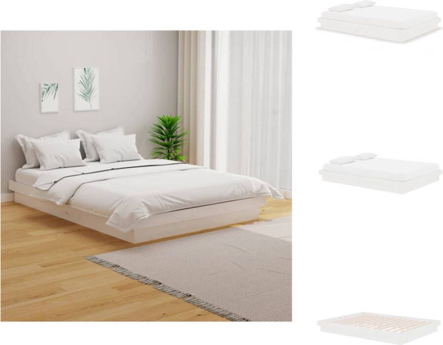 vidaXL Houten Bedframe Double Wit 194 x 138.5 x 21 cm Bed