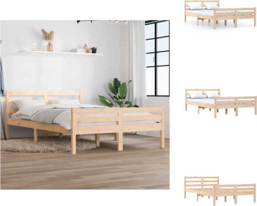 vidaXL Houten Bedframe Dubbel Massief Grenen 135 x 190 cm Stabiel en Comfortabel Bed