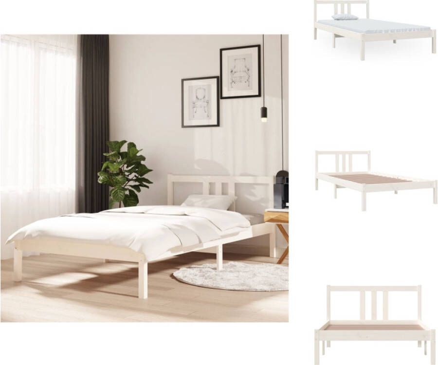 VidaXL Houten Bedframe Eenpersoons 100 x 200 cm Massief grenenhout Stabiel Comfortabel Bed