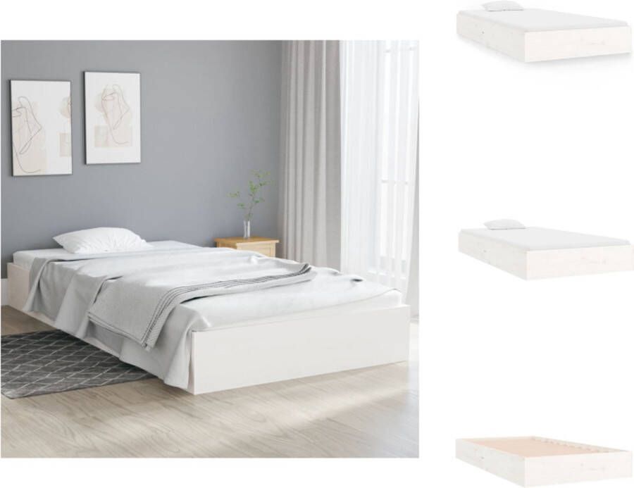 The Living Store Houten Bedframe eenpersoonsbed 100x200cm Massief grenenhout Stabiel en comfortabel Houten Bedframe Enkelpersoonsbed Massief Grenenhout Stabiel Bed Modern Design - Foto 12